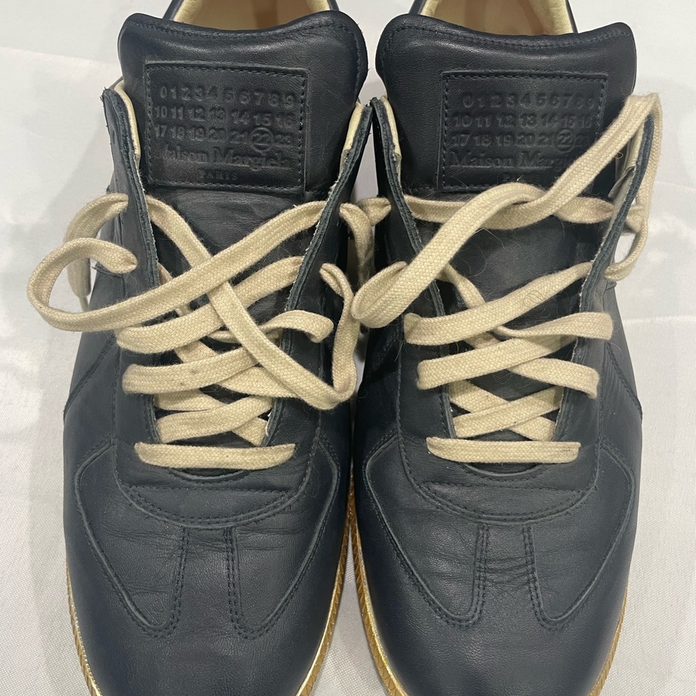 Maison Martin Margiela Navy and Beige Leather Sneakers